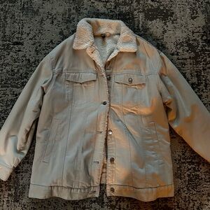 H&M Beige Sherpa-Trim Jean Jacket